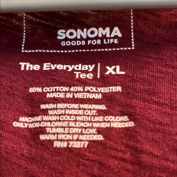 Sonoma Goods for Life Maroon with Sparkles V-Neck Long Sleeve Tee XLarge - Picture 2 of 4